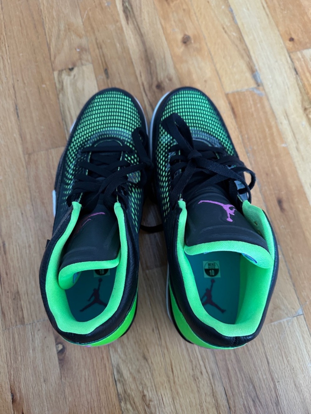 Jordan Flight Club 80s Black Lime Never Been Worn sz 10 - Picture 3 of 7